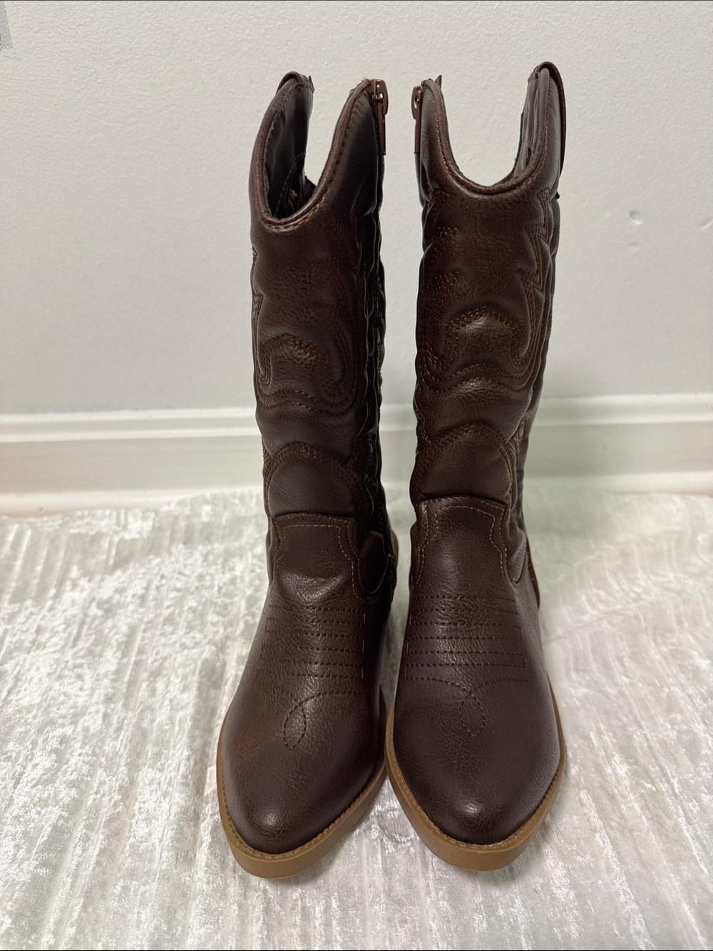 Brown Girls Western Knee-High Boots Size 1